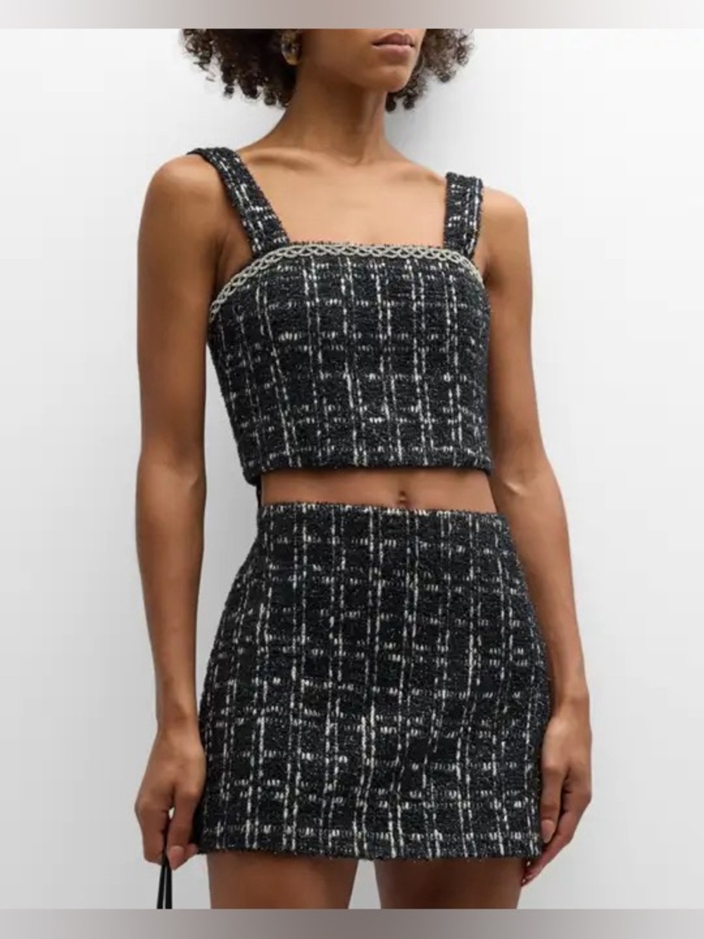 Alice and Olivia Ceresi Embellish Tweed Crop Tank Top Blouse in Size 0